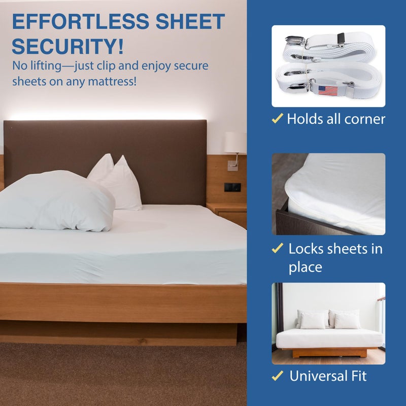Sheet Suspenders Original Bed Sheet Straps with Clips Holder - Fitted Sheet Straps, Bed Sheet Holder, Bedsheet Clips/Straps - Fits All Mattress Sizes - Image 5